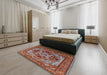 Mid-Century Modern Red Oriental Rug in a Bedroom, urb1121