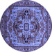 Round Oriental Blue Industrial Rug, urb1121blu