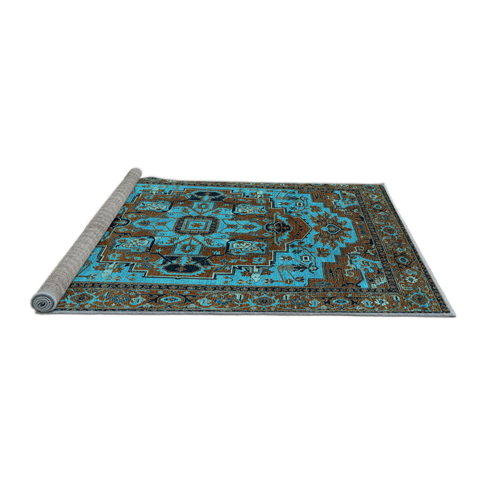 Sideview of Machine Washable Oriental Light Blue Industrial Rug, wshurb1121lblu