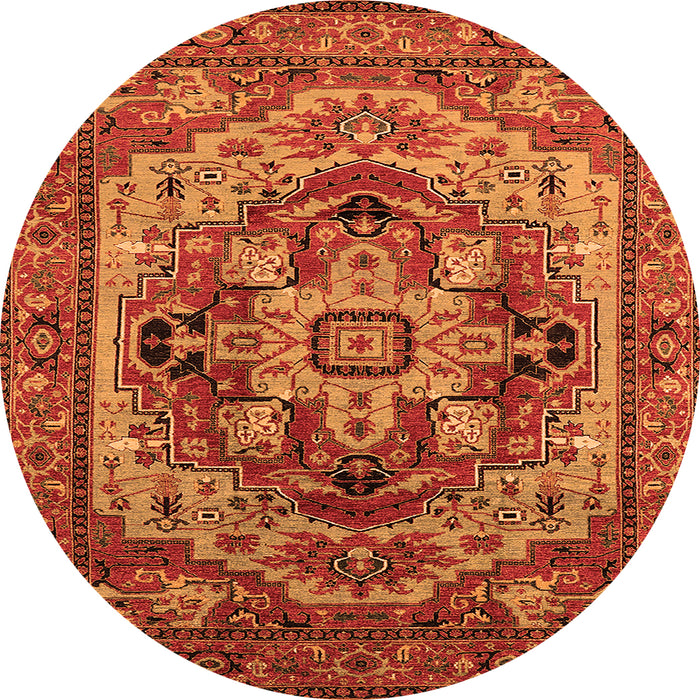 Round Machine Washable Oriental Orange Industrial Area Rugs, wshurb1121org