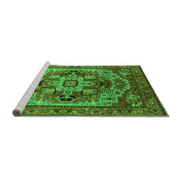 Sideview of Machine Washable Oriental Green Industrial Area Rugs, wshurb1121grn