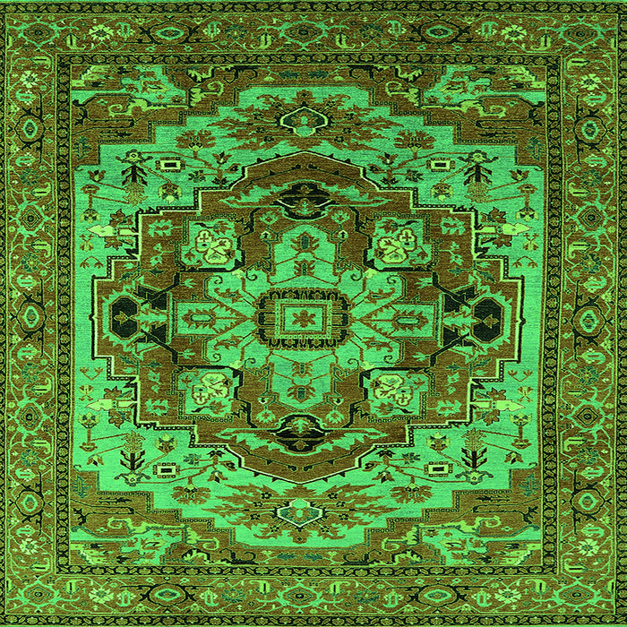 Square Oriental Green Industrial Rug, urb1121grn