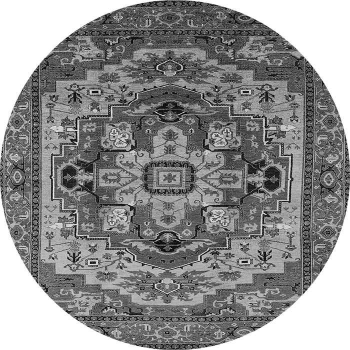 Round Machine Washable Oriental Gray Industrial Rug, wshurb1121gry