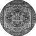 Round Machine Washable Oriental Gray Industrial Rug, wshurb1121gry