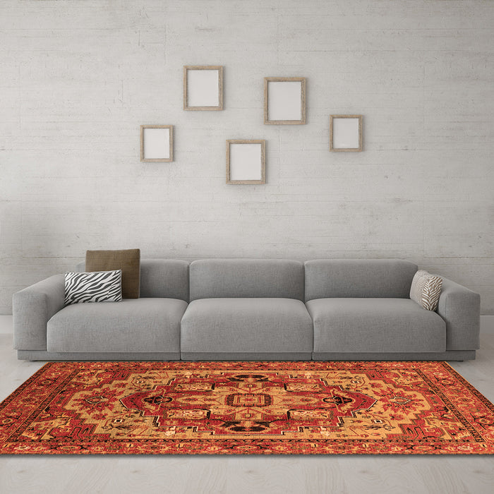 Machine Washable Oriental Orange Industrial Area Rugs in a Living Room, wshurb1121org