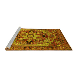 Sideview of Machine Washable Oriental Yellow Industrial Rug, wshurb1121yw