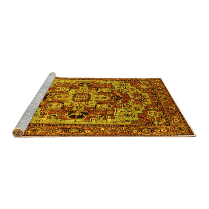 Sideview of Machine Washable Oriental Yellow Industrial Rug, wshurb1121yw