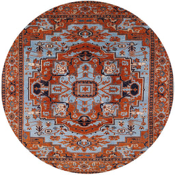 Round Mid-Century Modern Red Oriental Rug, urb1121