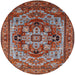 Round Mid-Century Modern Red Oriental Rug, urb1121