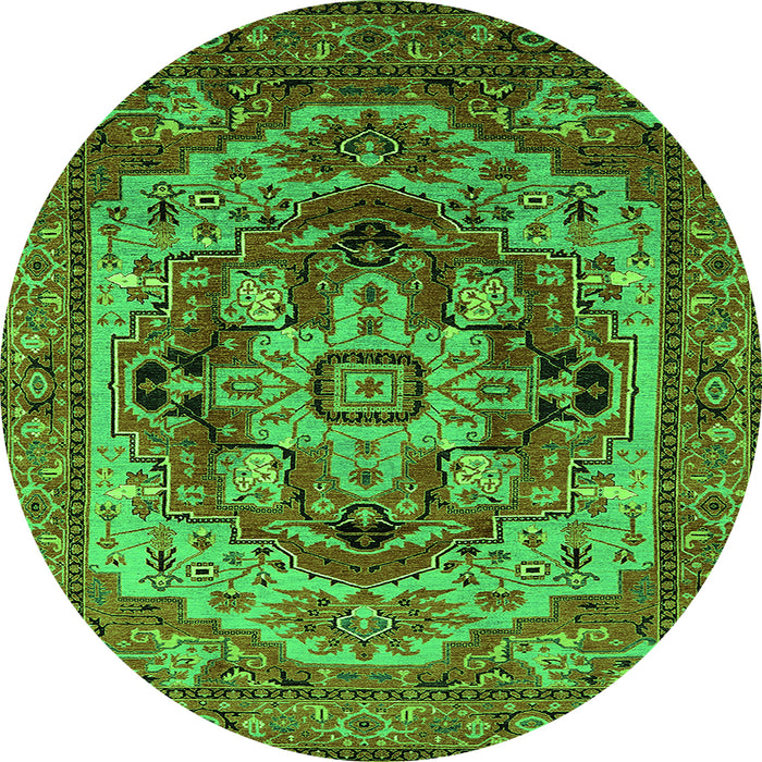 Round Oriental Green Industrial Rug, urb1121grn