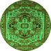 Round Oriental Green Industrial Rug, urb1121grn