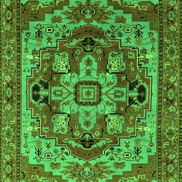 Machine Washable Oriental Green Industrial Area Rugs, wshurb1121grn