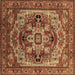 Square Machine Washable Oriental Brown Industrial Rug, wshurb1121brn