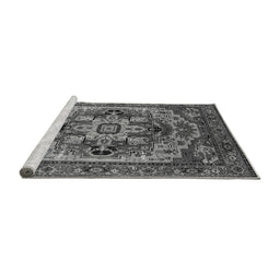 Sideview of Machine Washable Oriental Gray Industrial Rug, wshurb1121gry