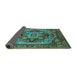 Sideview of Oriental Turquoise Industrial Rug, urb1121turq