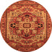 Round Oriental Orange Industrial Rug, urb1121org