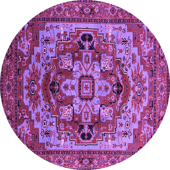 Round Machine Washable Oriental Purple Industrial Area Rugs, wshurb1121pur
