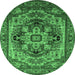 Round Oriental Emerald Green Industrial Rug, urb1121emgrn