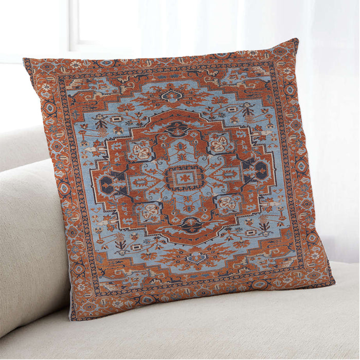 Lifestyle Image of Mid-Century Modern Urban Square Tomato Red Throw Pillow, 18 inch by 18 inch, pwurb1121