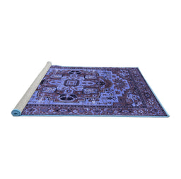 Sideview of Machine Washable Oriental Blue Industrial Rug, wshurb1121blu