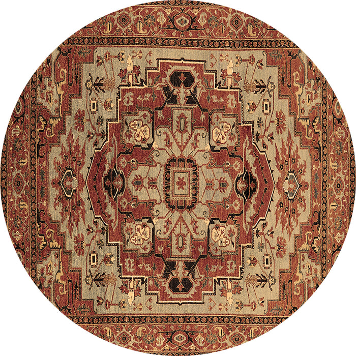 Round Oriental Brown Industrial Rug, urb1121brn