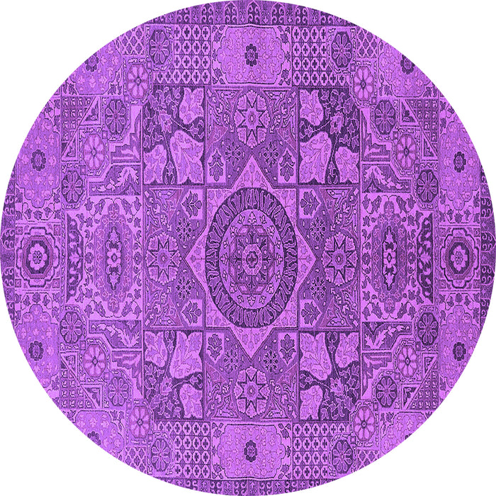 Round Machine Washable Oriental Purple Industrial Area Rugs, wshurb1122pur
