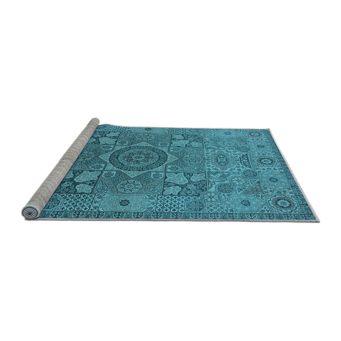 Sideview of Machine Washable Oriental Light Blue Industrial Rug, wshurb1122lblu