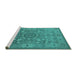 Sideview of Machine Washable Oriental Turquoise Industrial Area Rugs, wshurb1122turq