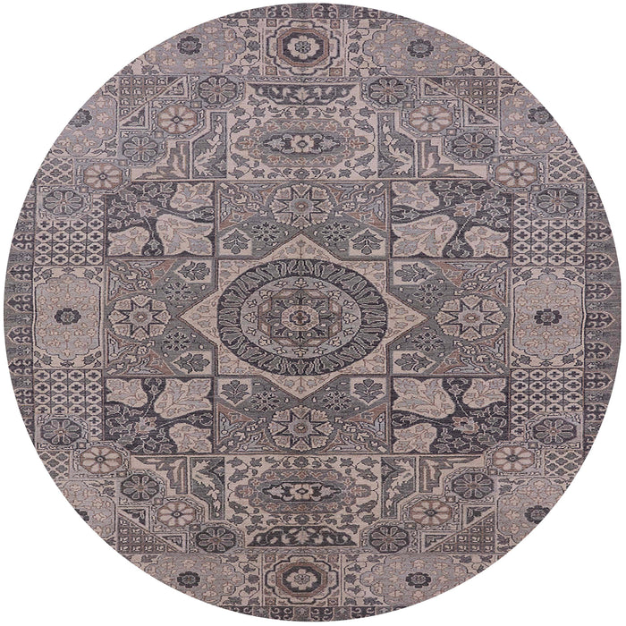 Round Mid-Century Modern Purple Oriental Rug, urb1122