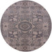 Round Mid-Century Modern Purple Oriental Rug, urb1122