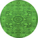 Round Oriental Green Industrial Rug, urb1122grn