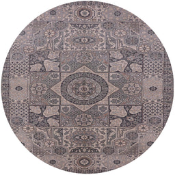 Round Machine Washable Industrial Modern Purple Rug, wshurb1122