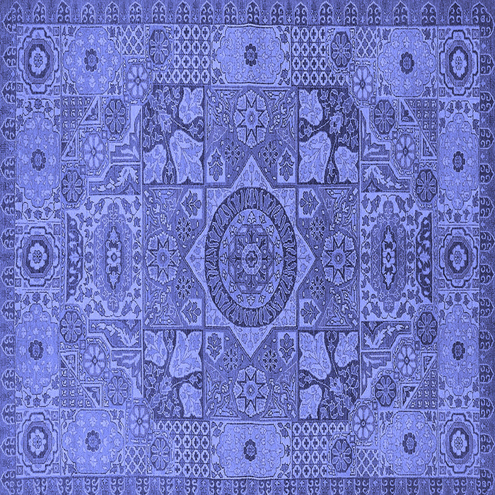 Square Machine Washable Oriental Blue Industrial Rug, wshurb1122blu