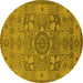 Round Oriental Yellow Industrial Rug, urb1122yw