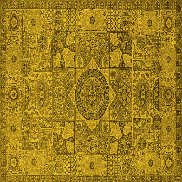 Square Machine Washable Oriental Yellow Industrial Rug, wshurb1122yw