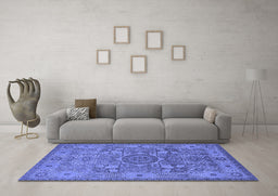 Machine Washable Oriental Blue Industrial Rug in a Living Room, wshurb1122blu