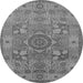 Round Oriental Gray Industrial Rug, urb1122gry