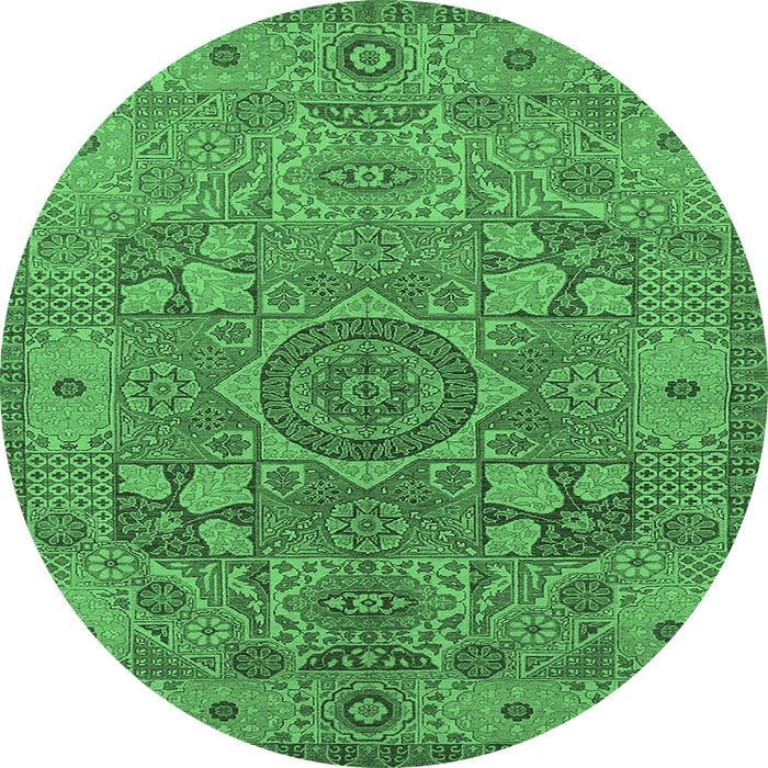 Round Oriental Emerald Green Industrial Rug, urb1122emgrn
