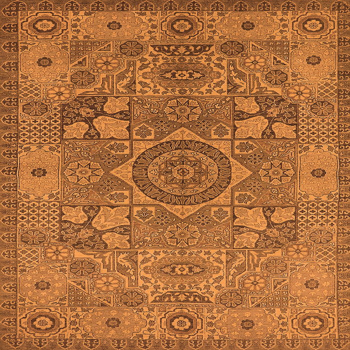 Square Machine Washable Oriental Orange Industrial Area Rugs, wshurb1122org