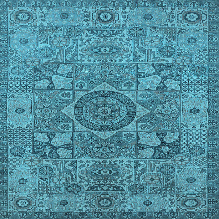 Square Machine Washable Oriental Light Blue Industrial Rug, wshurb1122lblu