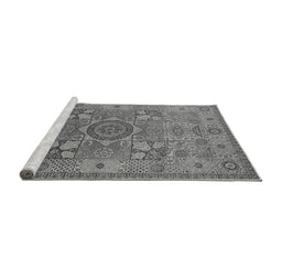 Sideview of Machine Washable Oriental Gray Industrial Rug, wshurb1122gry