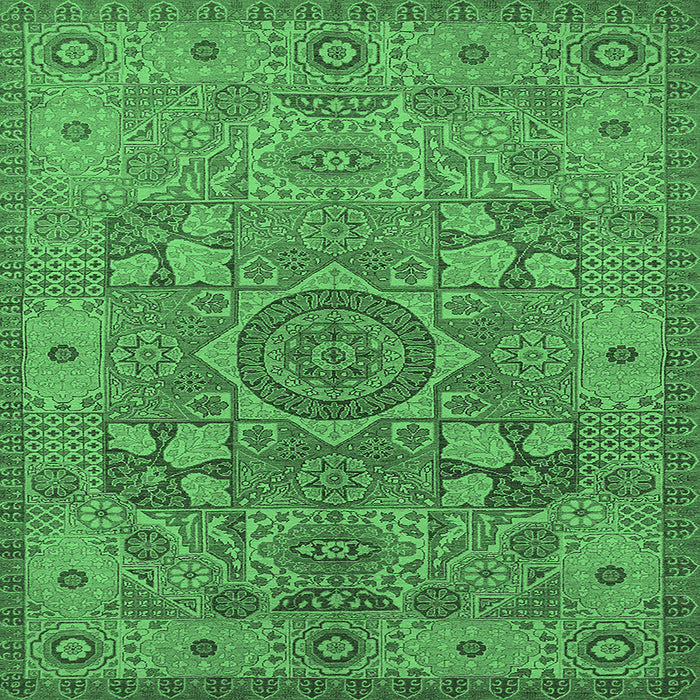 Square Oriental Emerald Green Industrial Rug, urb1122emgrn
