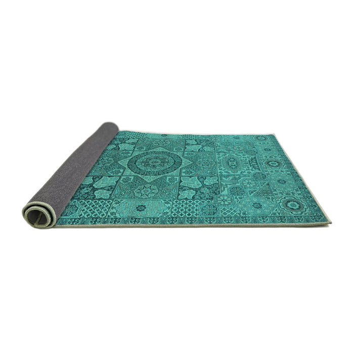 Sideview of Oriental Turquoise Industrial Rug, urb1122turq