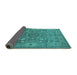 Sideview of Oriental Turquoise Industrial Rug, urb1122turq