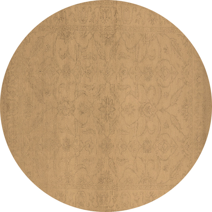Round Oriental Brown Industrial Rug, urb1123brn