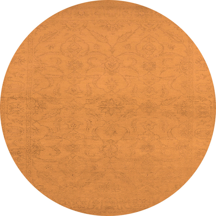Round Machine Washable Oriental Orange Industrial Area Rugs, wshurb1123org
