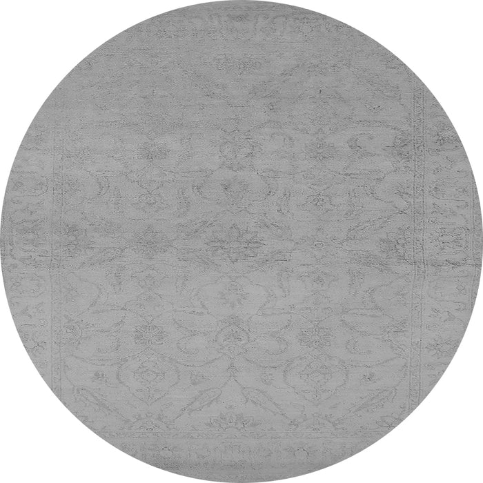 Round Machine Washable Oriental Gray Industrial Rug, wshurb1123gry