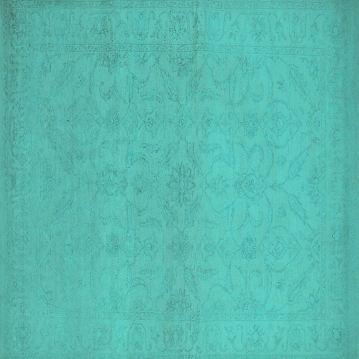Square Machine Washable Oriental Turquoise Industrial Area Rugs, wshurb1123turq