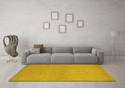 Machine Washable Oriental Yellow Industrial Rug in a Living Room, wshurb1123yw