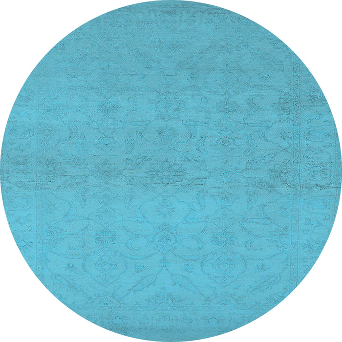 Round Machine Washable Oriental Light Blue Industrial Rug, wshurb1123lblu